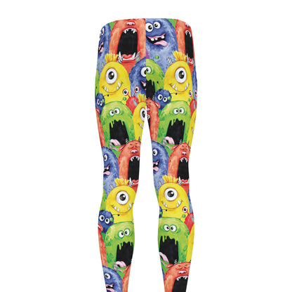 Watercolor Monster Pattern Print Men's leggings