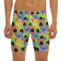 Watercolor Monster Pattern Print Men's Long Boxer Briefs