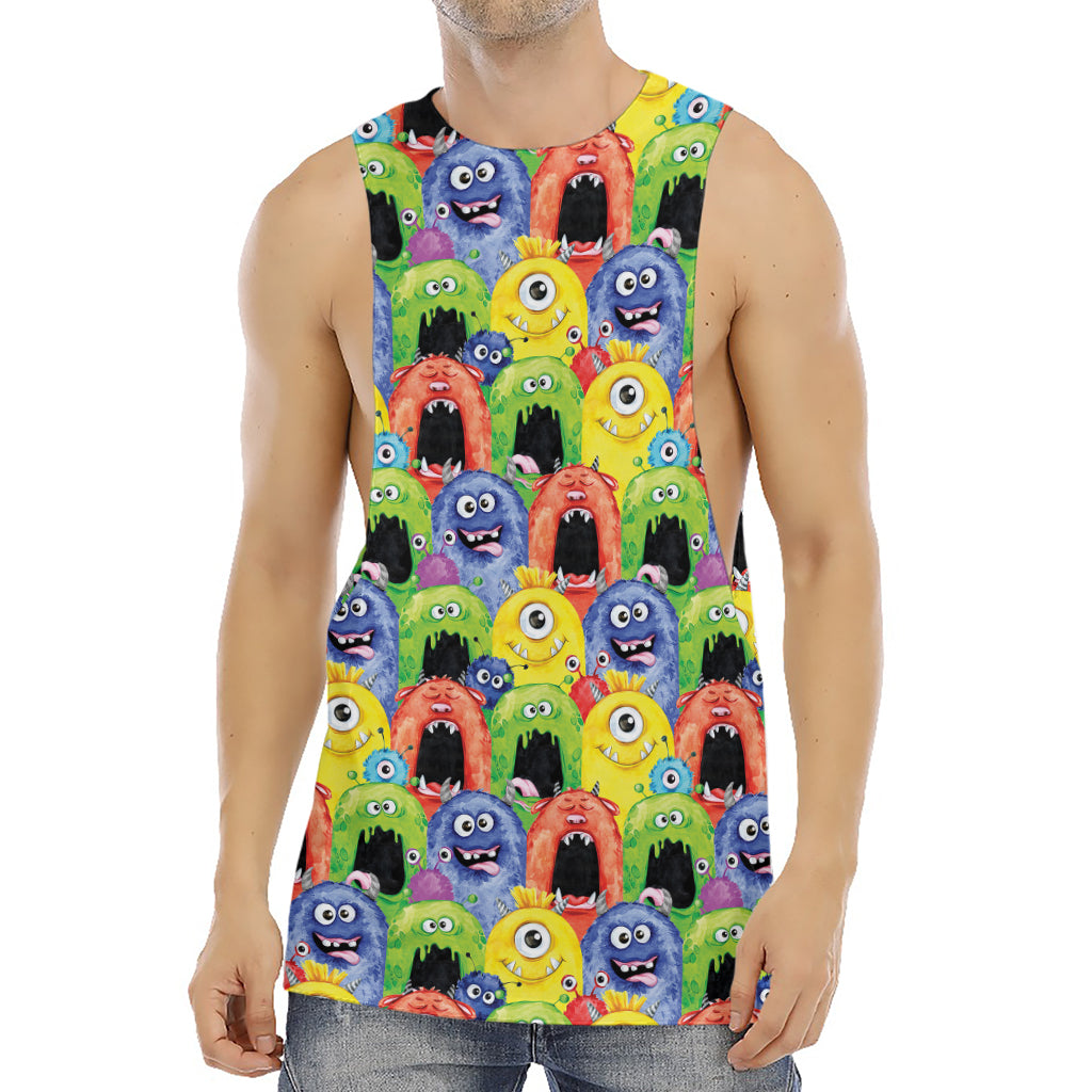 Watercolor Monster Pattern Print Men's Muscle Tank Top