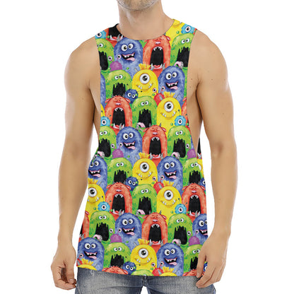 Watercolor Monster Pattern Print Men's Muscle Tank Top