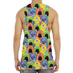 Watercolor Monster Pattern Print Men's Muscle Tank Top