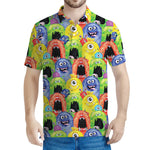 Watercolor Monster Pattern Print Men's Polo Shirt