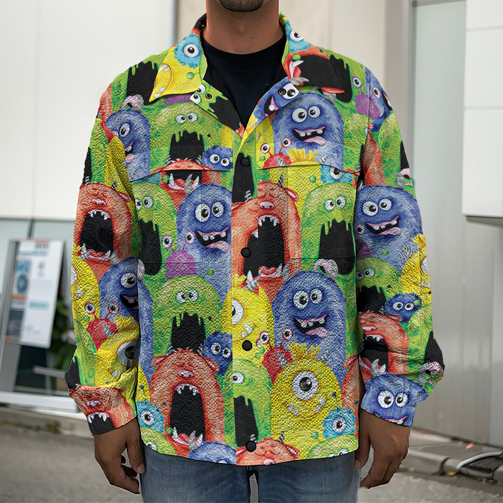 Watercolor Monster Pattern Print Men's Shirt Jacket