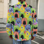 Watercolor Monster Pattern Print Men's Shirt Jacket