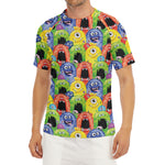 Watercolor Monster Pattern Print Men's Short Sleeve Rash Guard