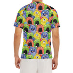 Watercolor Monster Pattern Print Men's Short Sleeve Rash Guard