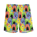 Watercolor Monster Pattern Print Men's Athletic Shorts