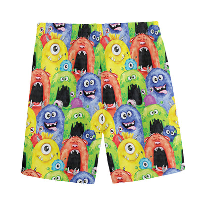 Watercolor Monster Pattern Print Men's Sports Shorts