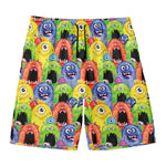 Watercolor Monster Pattern Print Men's Swim Trunks