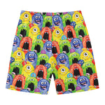 Watercolor Monster Pattern Print Men's Swim Trunks