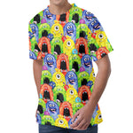 Watercolor Monster Pattern Print Men's Velvet T-Shirt