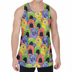 Watercolor Monster Pattern Print Men's Velvet Tank Top