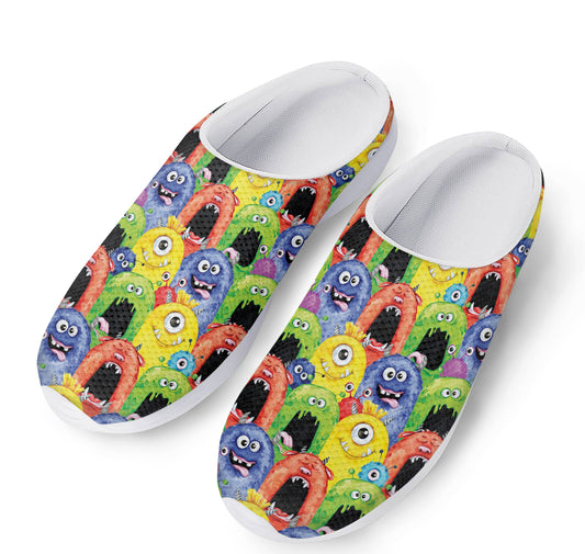 Watercolor Monster Pattern Print Mesh Casual Shoes