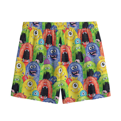 Watercolor Monster Pattern Print Mesh Shorts