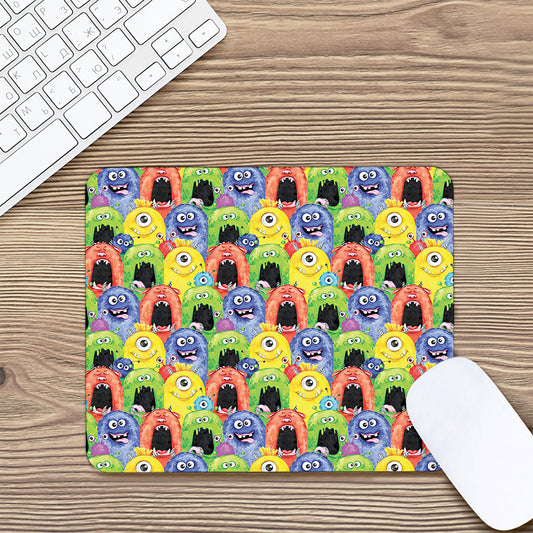 Watercolor Monster Pattern Print Mouse Pad