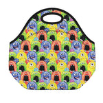 Watercolor Monster Pattern Print Neoprene Lunch Bag