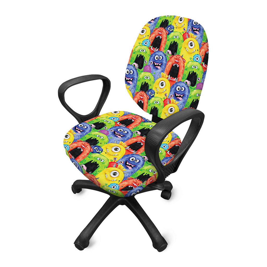 Watercolor Monster Pattern Print Office Chair Cover