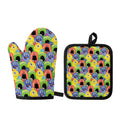 Watercolor Monster Pattern Print Oven Mitt And Pot Holder Set
