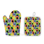 Watercolor Monster Pattern Print Oven Mitt And Pot Holder Set