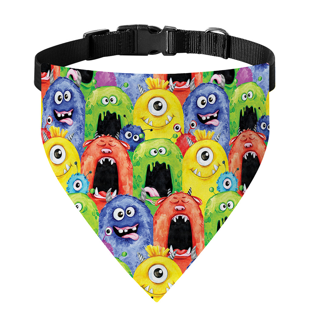 Watercolor Monster Pattern Print Over The Collar Dog Bandana