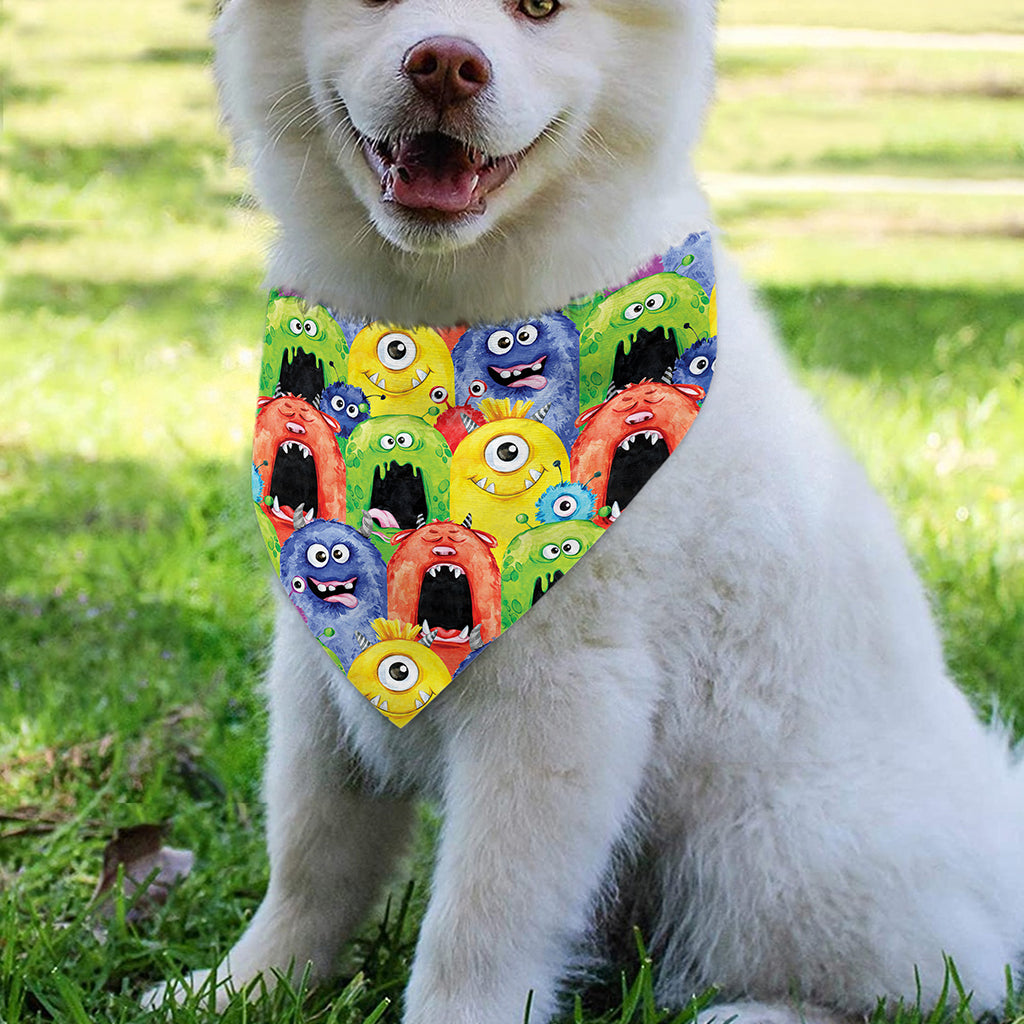 Watercolor Monster Pattern Print Over The Collar Dog Bandana