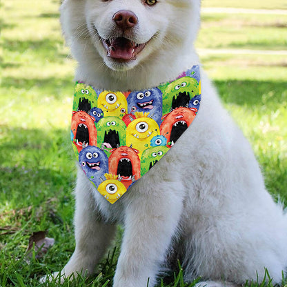 Watercolor Monster Pattern Print Over The Collar Dog Bandana