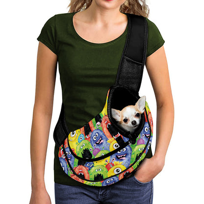 Watercolor Monster Pattern Print Pet Sling Carrier
