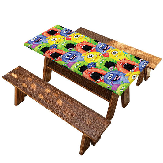 Watercolor Monster Pattern Print Picnic Table Cover