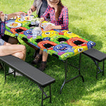 Watercolor Monster Pattern Print Picnic Table Cover