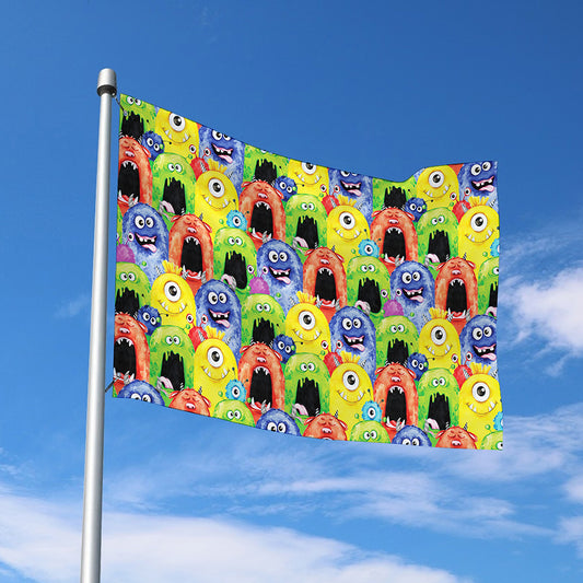 Watercolor Monster Pattern Print Polyester Flag