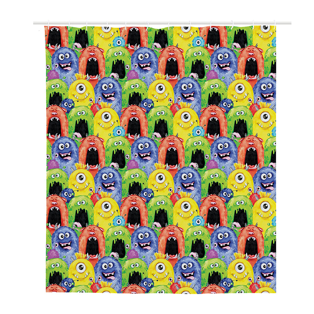 Watercolor Monster Pattern Print Polyester Shower Curtain