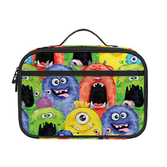 Watercolor Monster Pattern Print Portable Lunch Bag