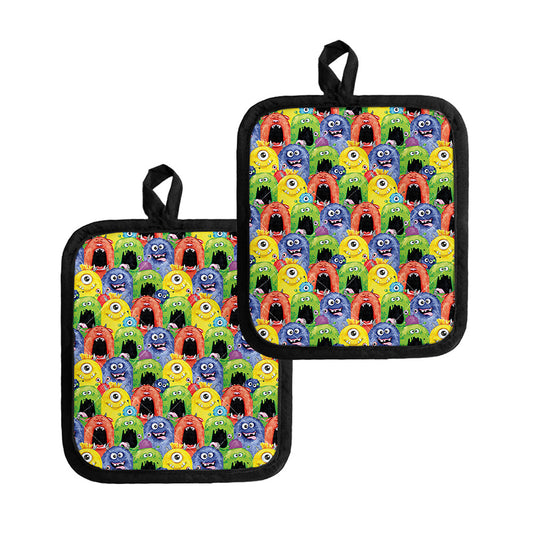 Watercolor Monster Pattern Print Pot Holders