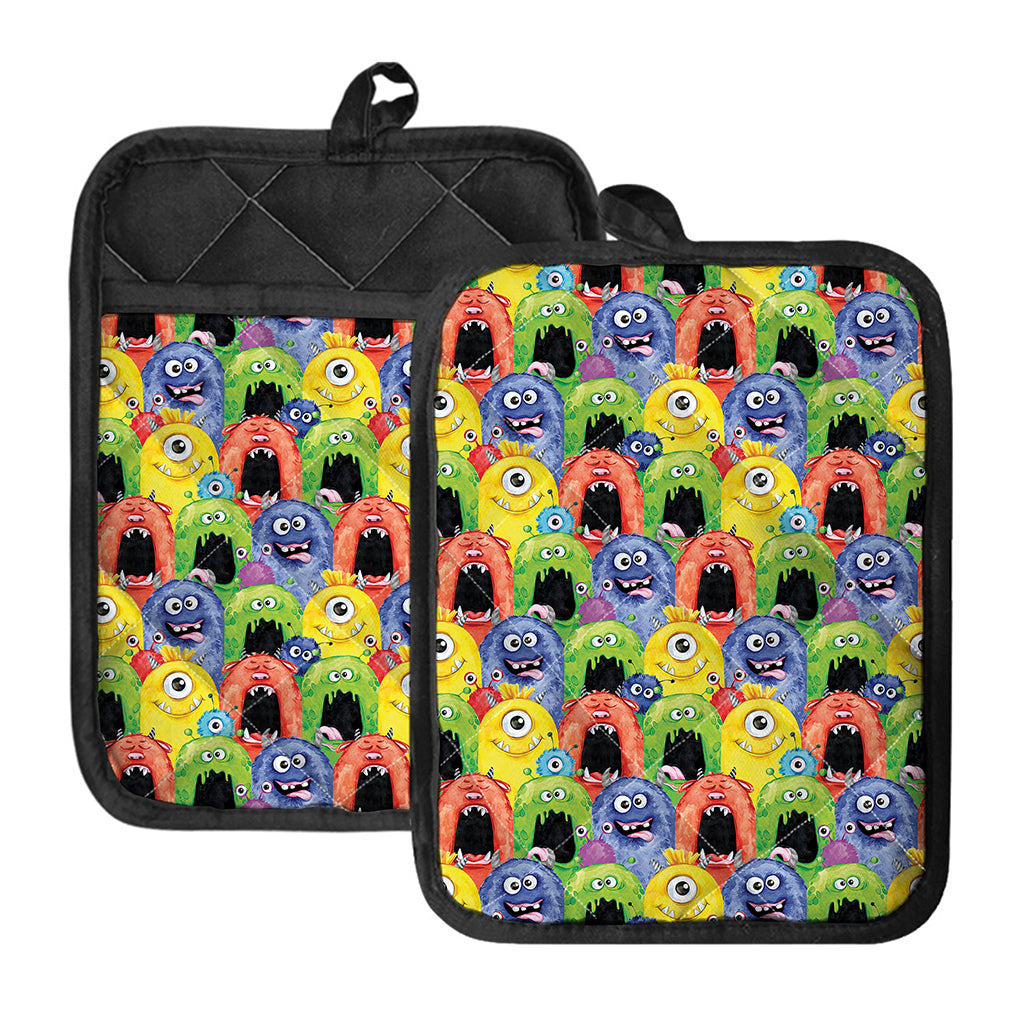 Watercolor Monster Pattern Print Pot Holders With Pocket