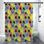 Watercolor Monster Pattern Print Premium Shower Curtain