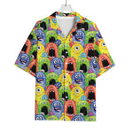 Watercolor Monster Pattern Print Rayon Hawaiian Shirt