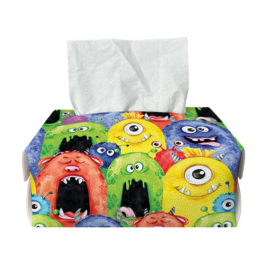 Watercolor Monster Pattern Print Rectangle Tissue Box Cover