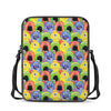 Watercolor Monster Pattern Print Rectangular Crossbody Bag