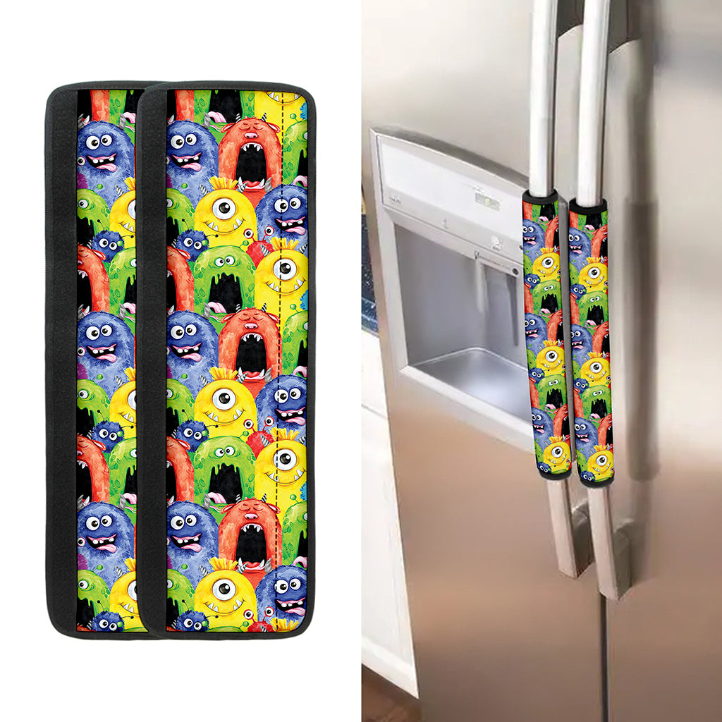 Watercolor Monster Pattern Print Refrigerator Handle Covers