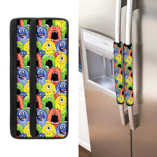 Watercolor Monster Pattern Print Refrigerator Handle Covers
