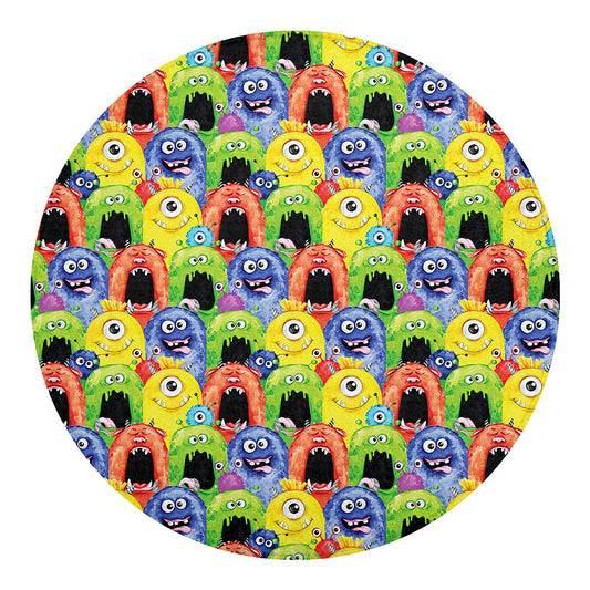 Watercolor Monster Pattern Print Round Blanket