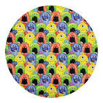 Watercolor Monster Pattern Print Round Blanket