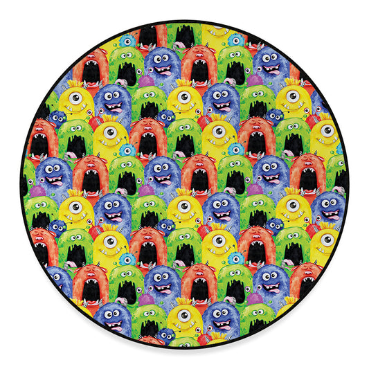 Watercolor Monster Pattern Print Round Floor Mat