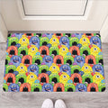 Watercolor Monster Pattern Print Rubber Doormat