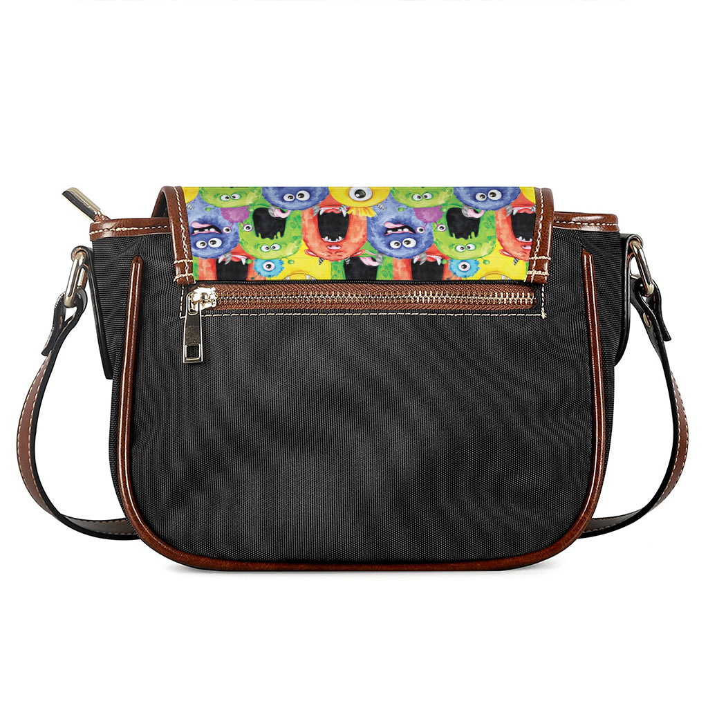 Watercolor Monster Pattern Print Saddle Bag