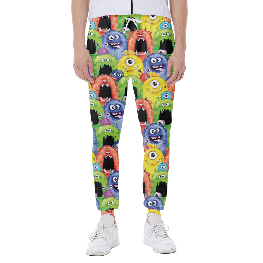 Watercolor Monster Pattern Print Scuba Joggers