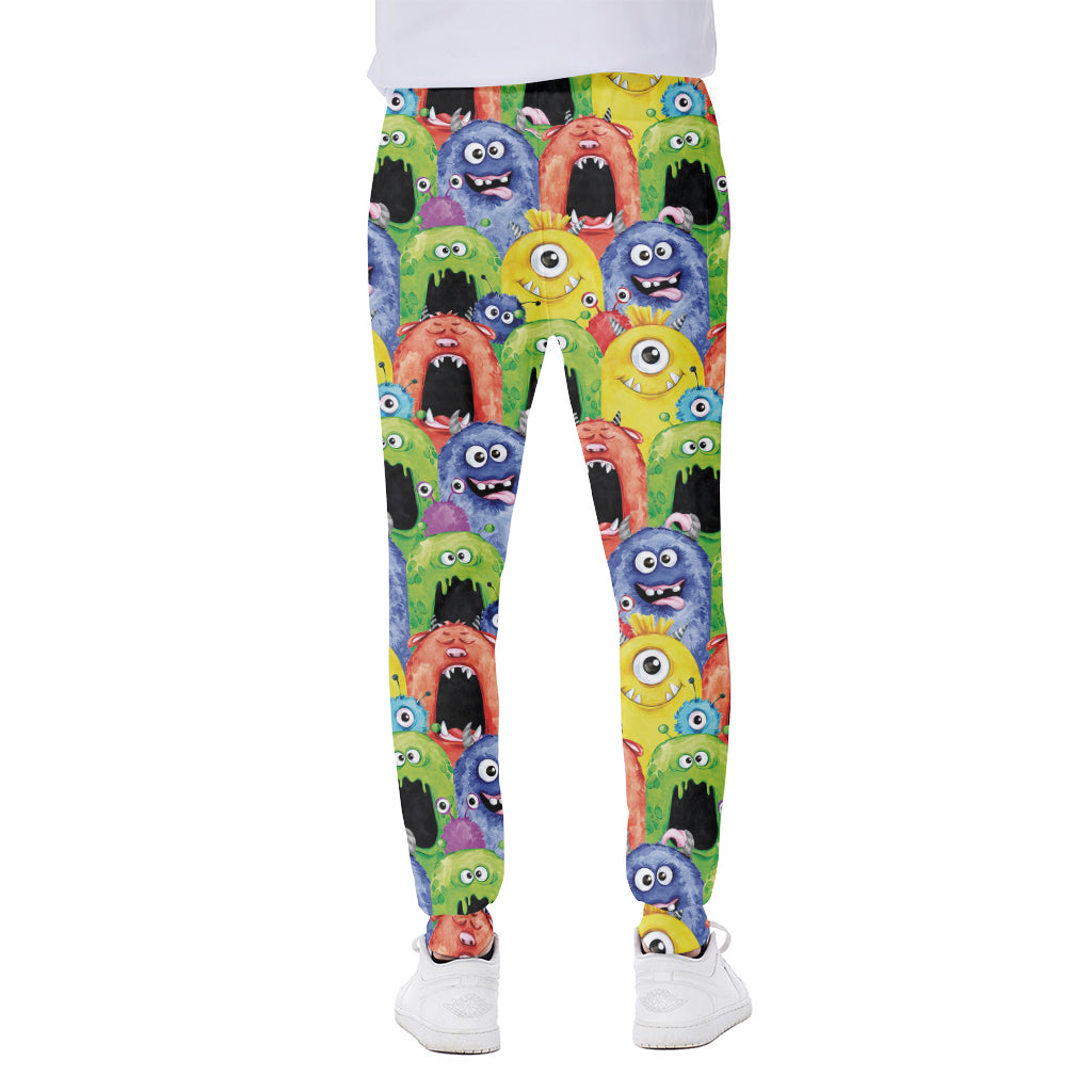 Watercolor Monster Pattern Print Scuba Joggers