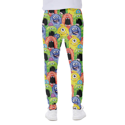 Watercolor Monster Pattern Print Scuba Joggers