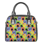 Watercolor Monster Pattern Print Shoulder Handbag
