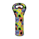 Watercolor Monster Pattern Print Single Neoprene Wine Tote